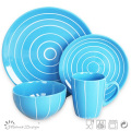 Blue Color 16PCS Stoneware Tableware Set for Home Use